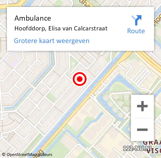 Locatie op kaart van de 112 melding: Ambulance Hoofddorp, Elisa van Calcarstraat op 21 september 2024 17:03