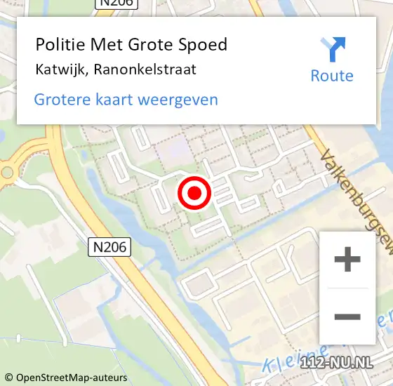 Locatie op kaart van de 112 melding: Politie Met Grote Spoed Naar Katwijk, Ranonkelstraat op 21 september 2024 17:08