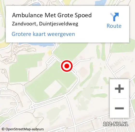 Locatie op kaart van de 112 melding: Ambulance Met Grote Spoed Naar Zandvoort, Duintjesveldweg op 21 september 2024 17:39