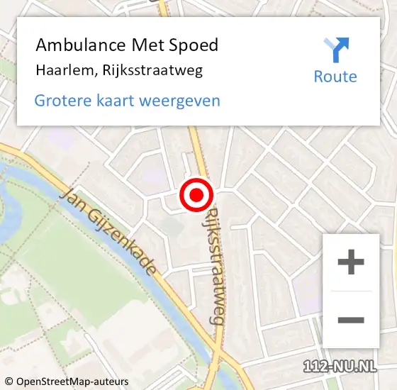 Locatie op kaart van de 112 melding: Ambulance Met Spoed Naar Haarlem, Rijksstraatweg op 21 september 2024 17:41