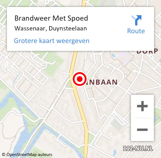 Locatie op kaart van de 112 melding: Brandweer Met Spoed Naar Wassenaar, Duynsteelaan op 21 september 2024 17:45