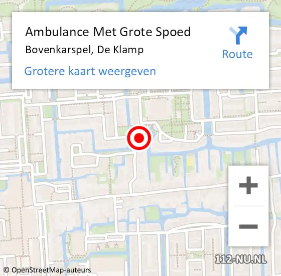 Locatie op kaart van de 112 melding: Ambulance Met Grote Spoed Naar Bovenkarspel, De Klamp op 21 september 2024 17:46