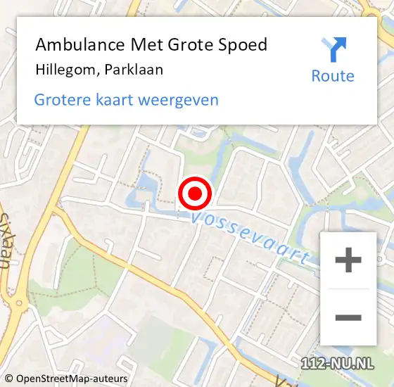 Locatie op kaart van de 112 melding: Ambulance Met Grote Spoed Naar Hillegom, Parklaan op 21 september 2024 17:49