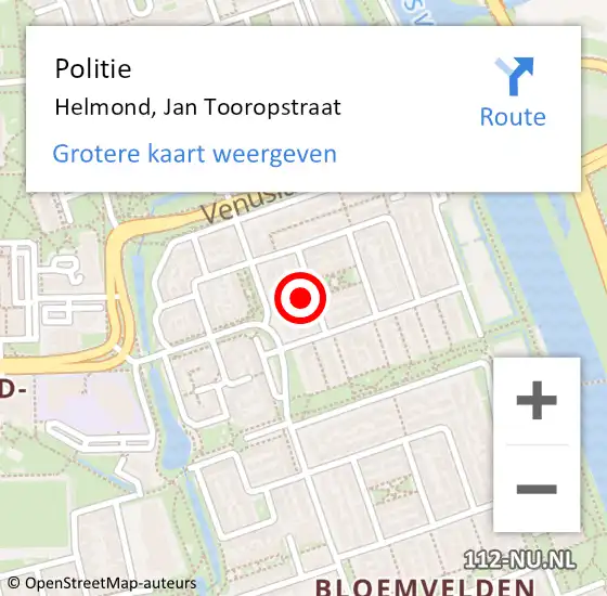 Locatie op kaart van de 112 melding: Politie Helmond, Jan Tooropstraat op 21 september 2024 17:55