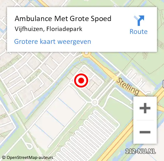 Locatie op kaart van de 112 melding: Ambulance Met Grote Spoed Naar Vijfhuizen, Floriadepark op 21 september 2024 18:03