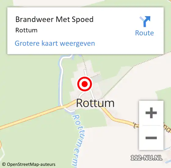 Locatie op kaart van de 112 melding: Brandweer Met Spoed Naar Rottum op 21 september 2024 18:11