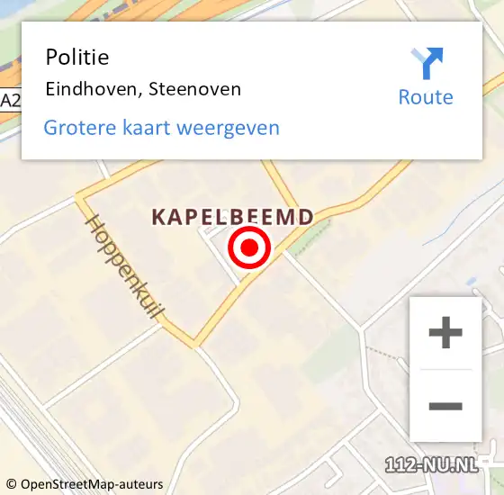 Locatie op kaart van de 112 melding: Politie Eindhoven, Steenoven op 21 september 2024 18:17