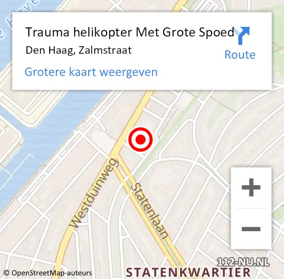 Locatie op kaart van de 112 melding: Trauma helikopter Met Grote Spoed Naar Den Haag, Zalmstraat op 21 september 2024 18:19