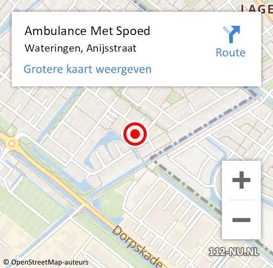 Locatie op kaart van de 112 melding: Ambulance Met Spoed Naar Wateringen, Anijsstraat op 21 september 2024 18:28