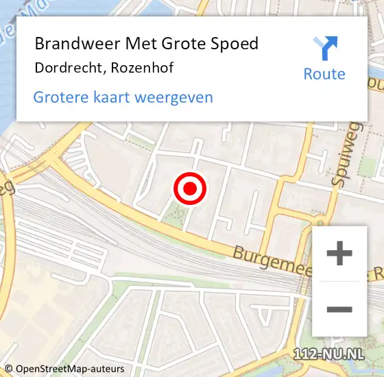 Locatie op kaart van de 112 melding: Brandweer Met Grote Spoed Naar Dordrecht, Rozenhof op 21 september 2024 18:50