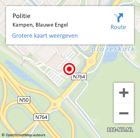 Locatie op kaart van de 112 melding: Politie Kampen, Blauwe Engel op 21 september 2024 19:04