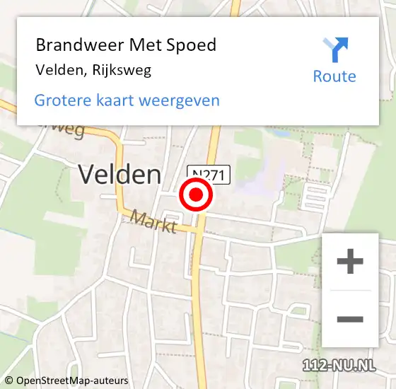 Locatie op kaart van de 112 melding: Brandweer Met Spoed Naar Velden, Rijksweg op 21 september 2024 19:20