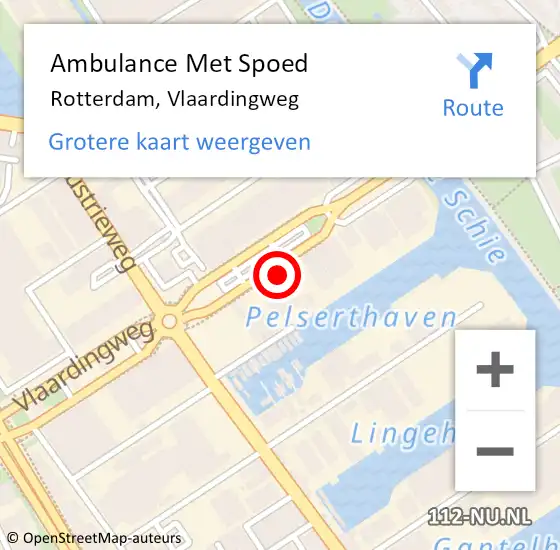 Locatie op kaart van de 112 melding: Ambulance Met Spoed Naar Rotterdam, Vlaardingweg op 21 september 2024 19:41