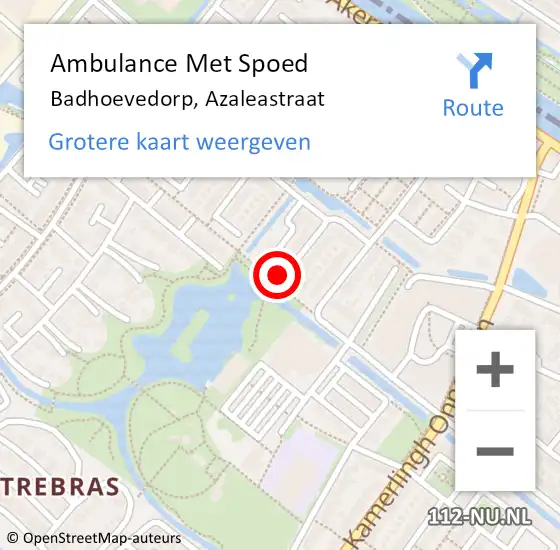 Locatie op kaart van de 112 melding: Ambulance Met Spoed Naar Badhoevedorp, Azaleastraat op 21 september 2024 19:42