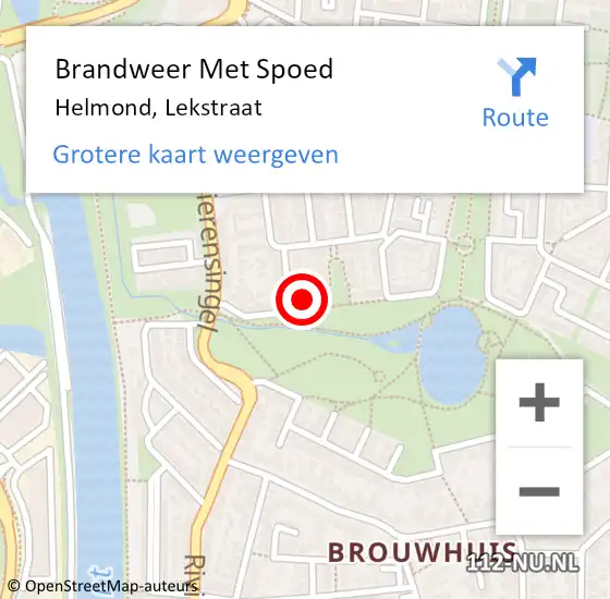 Locatie op kaart van de 112 melding: Brandweer Met Spoed Naar Helmond, Lekstraat op 21 september 2024 19:45