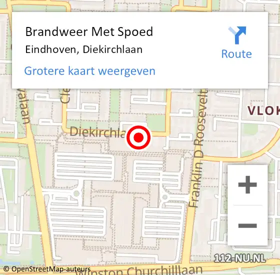 Locatie op kaart van de 112 melding: Brandweer Met Spoed Naar Eindhoven, Diekirchlaan op 21 september 2024 19:46