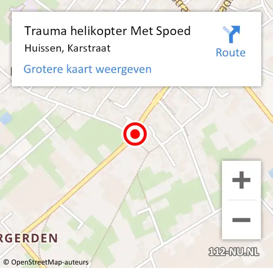 Locatie op kaart van de 112 melding: Trauma helikopter Met Spoed Naar Huissen, Karstraat op 21 september 2024 20:07