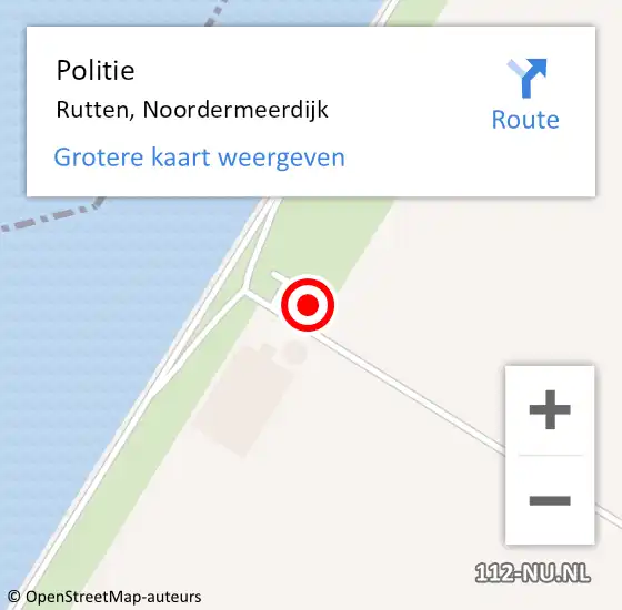 Locatie op kaart van de 112 melding: Politie Rutten, Noordermeerdijk op 21 september 2024 20:25