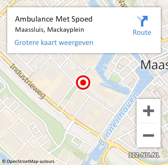 Locatie op kaart van de 112 melding: Ambulance Met Spoed Naar Maassluis, Mackayplein op 21 september 2024 20:35