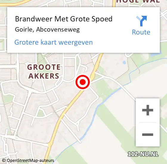 Locatie op kaart van de 112 melding: Brandweer Met Grote Spoed Naar Goirle, Abcovenseweg op 21 september 2024 20:38