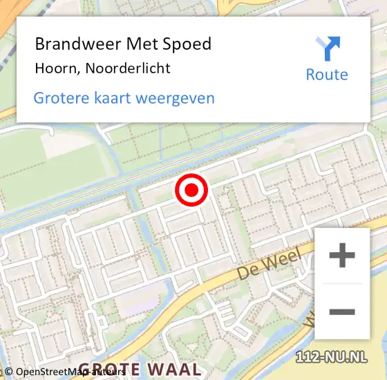 Locatie op kaart van de 112 melding: Brandweer Met Spoed Naar Hoorn, Noorderlicht op 21 september 2024 20:45