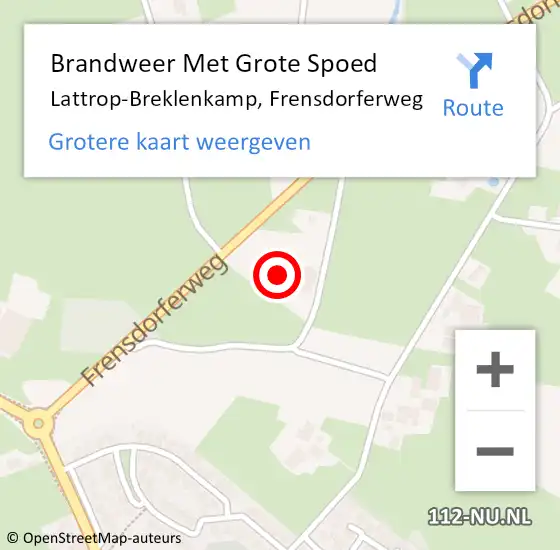 Locatie op kaart van de 112 melding: Brandweer Met Grote Spoed Naar Lattrop-Breklenkamp, Frensdorferweg op 21 september 2024 20:55