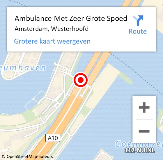 Locatie op kaart van de 112 melding: Ambulance Met Zeer Grote Spoed Naar Amsterdam, Westerhoofd op 21 september 2024 21:19