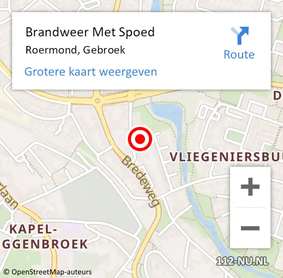 Locatie op kaart van de 112 melding: Brandweer Met Spoed Naar Roermond, Gebroek op 21 september 2024 21:22