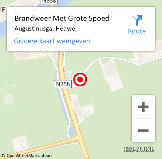 Locatie op kaart van de 112 melding: Brandweer Met Grote Spoed Naar Augustinusga, Heawei op 21 september 2024 21:30