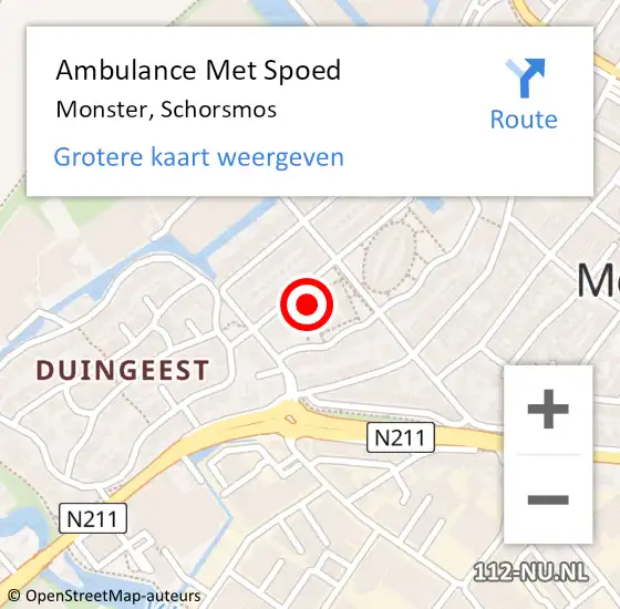 Locatie op kaart van de 112 melding: Ambulance Met Spoed Naar Monster, Schorsmos op 21 september 2024 21:41