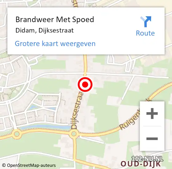 Locatie op kaart van de 112 melding: Brandweer Met Spoed Naar Didam, Dijksestraat op 21 september 2024 21:50