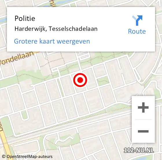 Locatie op kaart van de 112 melding: Politie Harderwijk, Tesselschadelaan op 21 september 2024 22:11