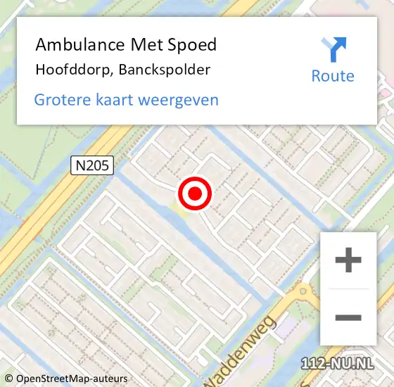 Locatie op kaart van de 112 melding: Ambulance Met Spoed Naar Hoofddorp, Banckspolder op 21 september 2024 22:12