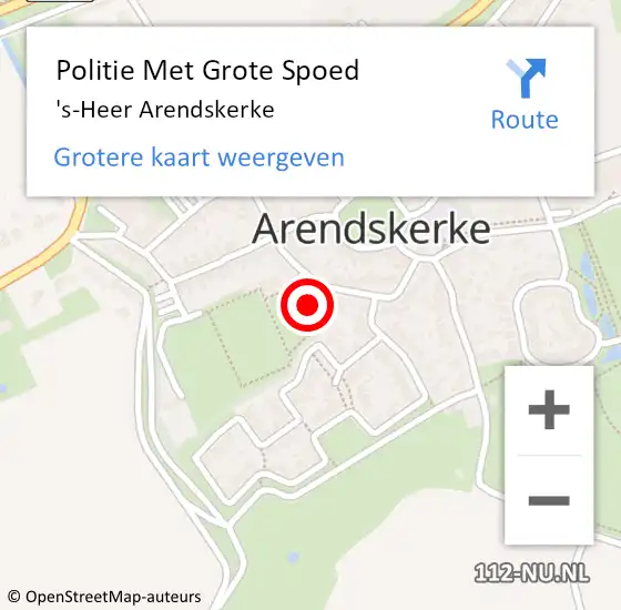 Locatie op kaart van de 112 melding: Politie Met Grote Spoed Naar 's-Heer Arendskerke op 21 september 2024 22:40