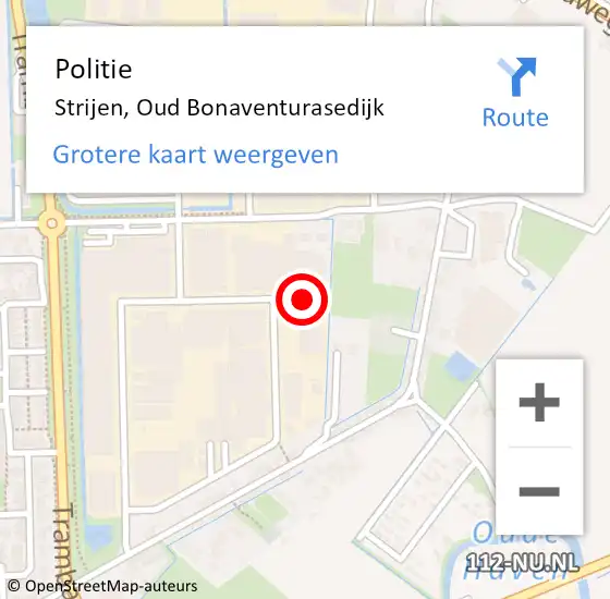 Locatie op kaart van de 112 melding: Politie Strijen, Oud Bonaventurasedijk op 21 september 2024 22:45