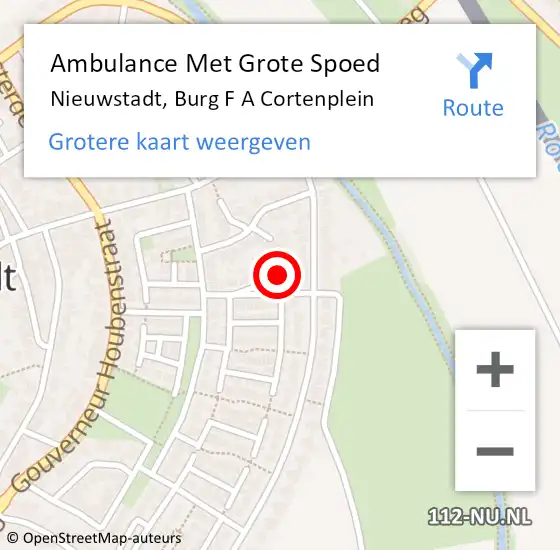 Locatie op kaart van de 112 melding: Ambulance Met Grote Spoed Naar Nieuwstadt, Burg F A Cortenplein op 20 oktober 2014 22:35