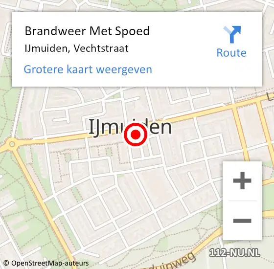 Locatie op kaart van de 112 melding: Brandweer Met Spoed Naar IJmuiden, Vechtstraat op 21 september 2024 23:15