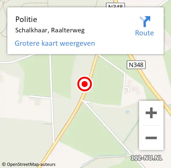 Locatie op kaart van de 112 melding: Politie Schalkhaar, Raalterweg op 21 september 2024 23:19