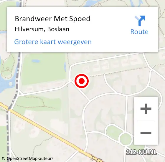 Locatie op kaart van de 112 melding: Brandweer Met Spoed Naar Hilversum, Boslaan op 21 september 2024 23:22