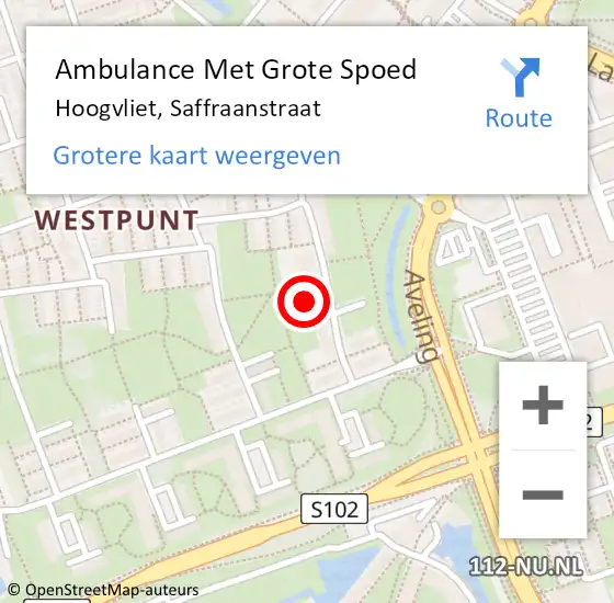 Locatie op kaart van de 112 melding: Ambulance Met Grote Spoed Naar Hoogvliet, Saffraanstraat op 21 september 2024 23:23