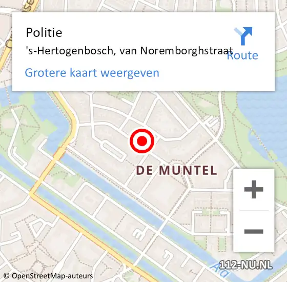 Locatie op kaart van de 112 melding: Politie 's-Hertogenbosch, van Noremborghstraat op 21 september 2024 23:24