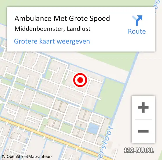 Locatie op kaart van de 112 melding: Ambulance Met Grote Spoed Naar Middenbeemster, Landlust op 21 september 2024 23:26