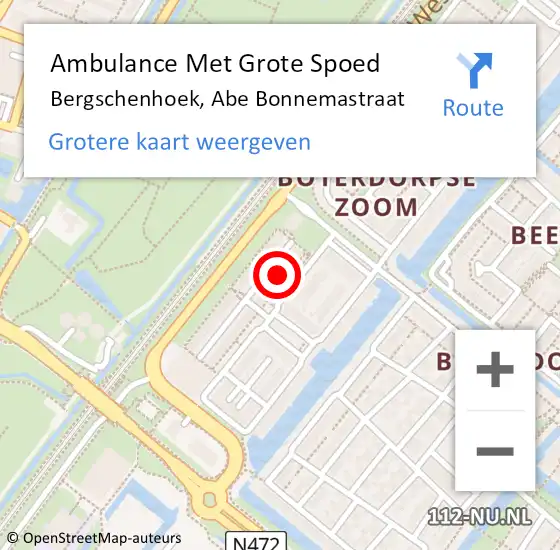 Locatie op kaart van de 112 melding: Ambulance Met Grote Spoed Naar Bergschenhoek, Abe Bonnemastraat op 21 september 2024 23:46