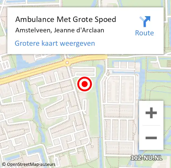 Locatie op kaart van de 112 melding: Ambulance Met Grote Spoed Naar Amstelveen, Jeanne d'Arclaan op 21 september 2024 23:52