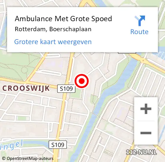 Locatie op kaart van de 112 melding: Ambulance Met Grote Spoed Naar Rotterdam, Boerschaplaan op 22 september 2024 00:02