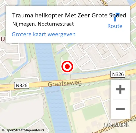 Locatie op kaart van de 112 melding: Trauma helikopter Met Zeer Grote Spoed Naar Nijmegen, Nocturnestraat op 22 september 2024 00:09