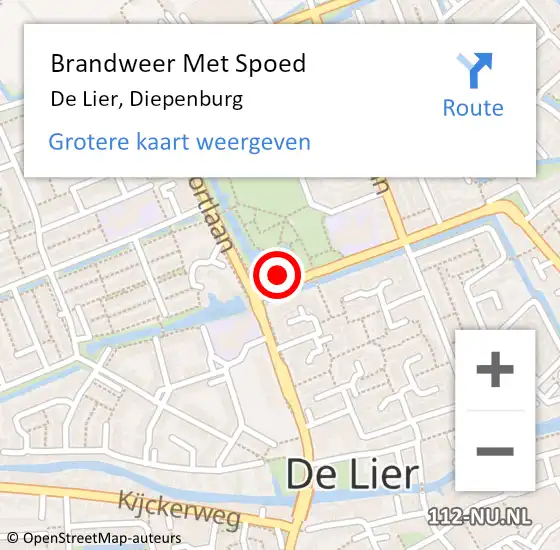 Locatie op kaart van de 112 melding: Brandweer Met Spoed Naar De Lier, Diepenburg op 22 september 2024 00:19