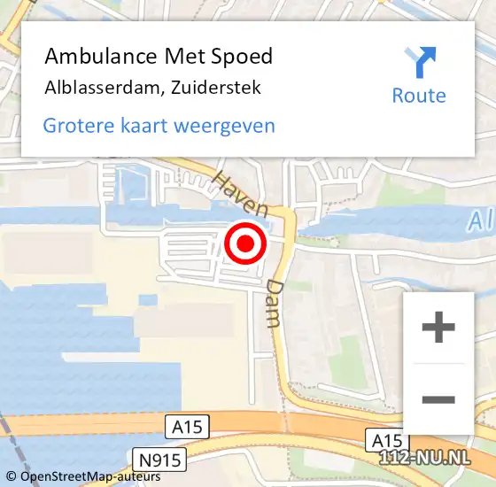 Locatie op kaart van de 112 melding: Ambulance Met Spoed Naar Alblasserdam, Zuiderstek op 22 september 2024 00:20