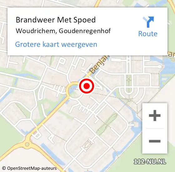 Locatie op kaart van de 112 melding: Brandweer Met Spoed Naar Woudrichem, Goudenregenhof op 22 september 2024 00:41