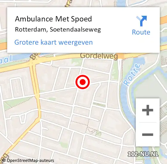 Locatie op kaart van de 112 melding: Ambulance Met Spoed Naar Rotterdam, Soetendaalseweg op 22 september 2024 00:46